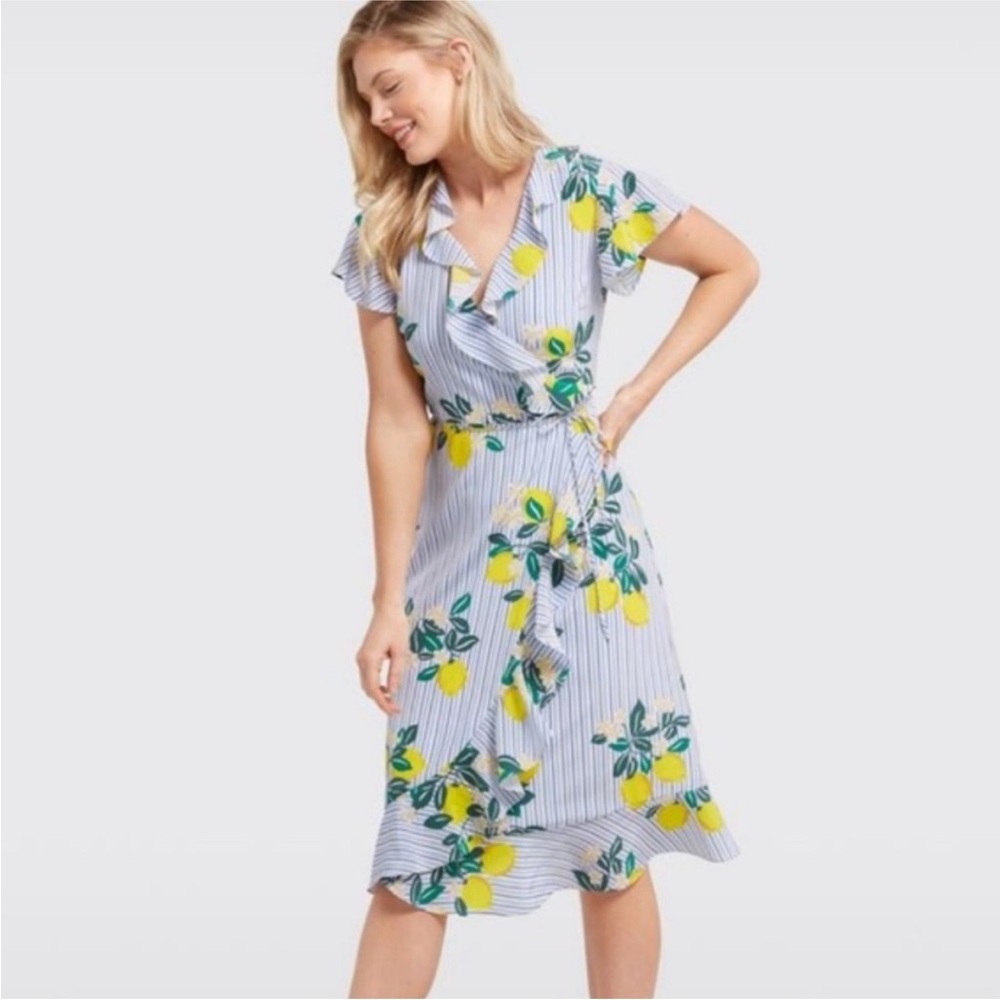 Draper James Lemon Blossom Floral Wrap Dress Size 0